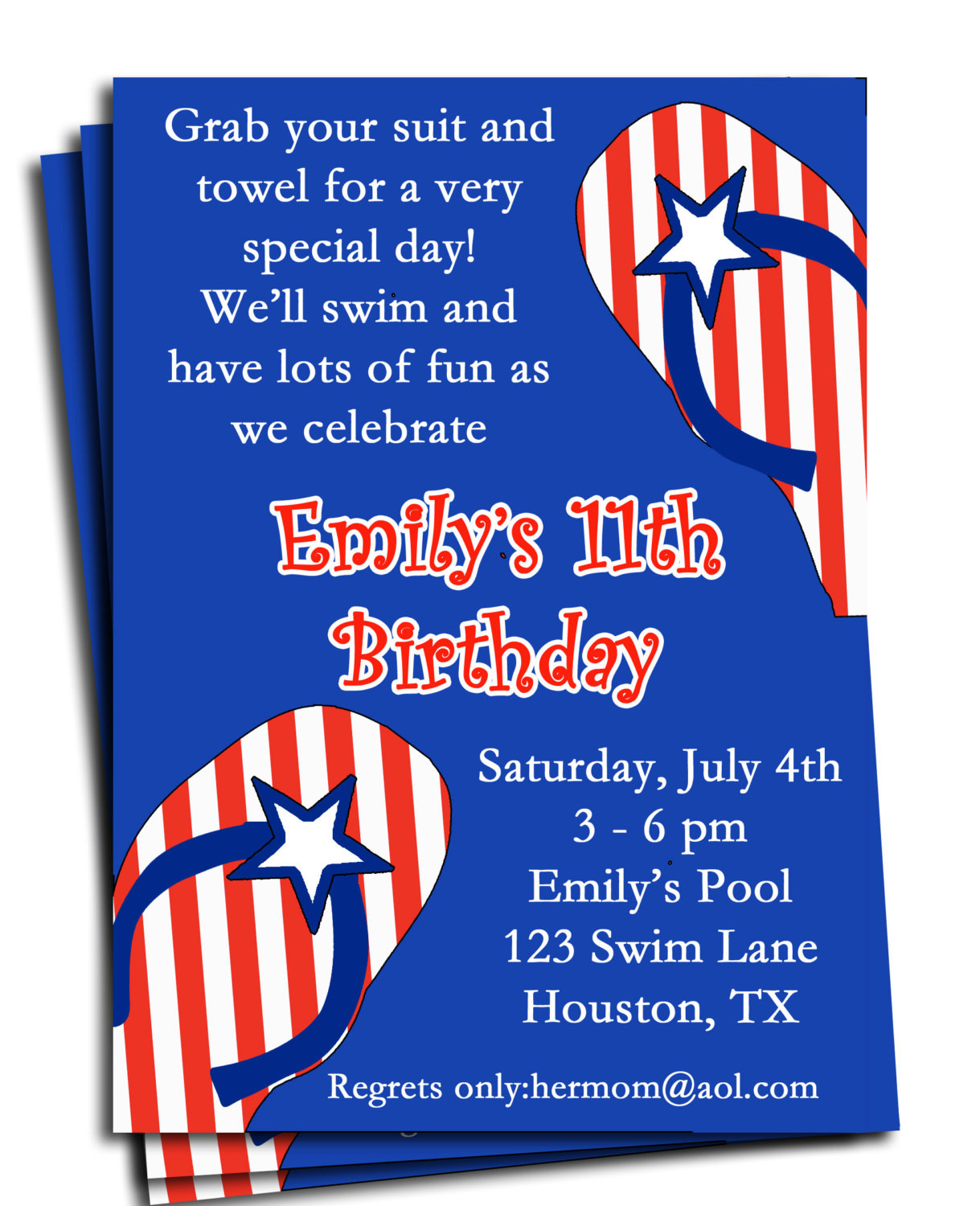 4th Of July Party Invitations
 Fourth of July Pool Party Invitation Printable or Printed with