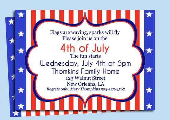4th Of July Party Invitations
 Fourth of July Invitation Printable or Printed with FREE