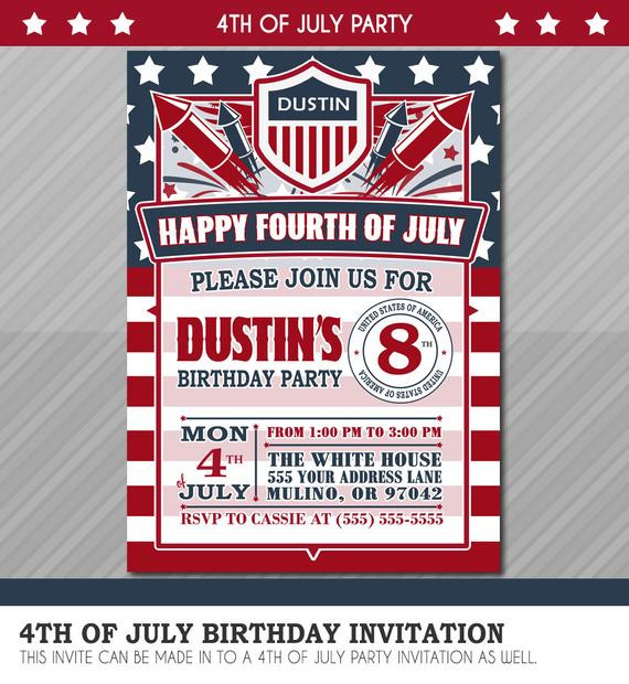 4th Of July Party Invitations
 4th of July Invitation Fourth of July Invitation by