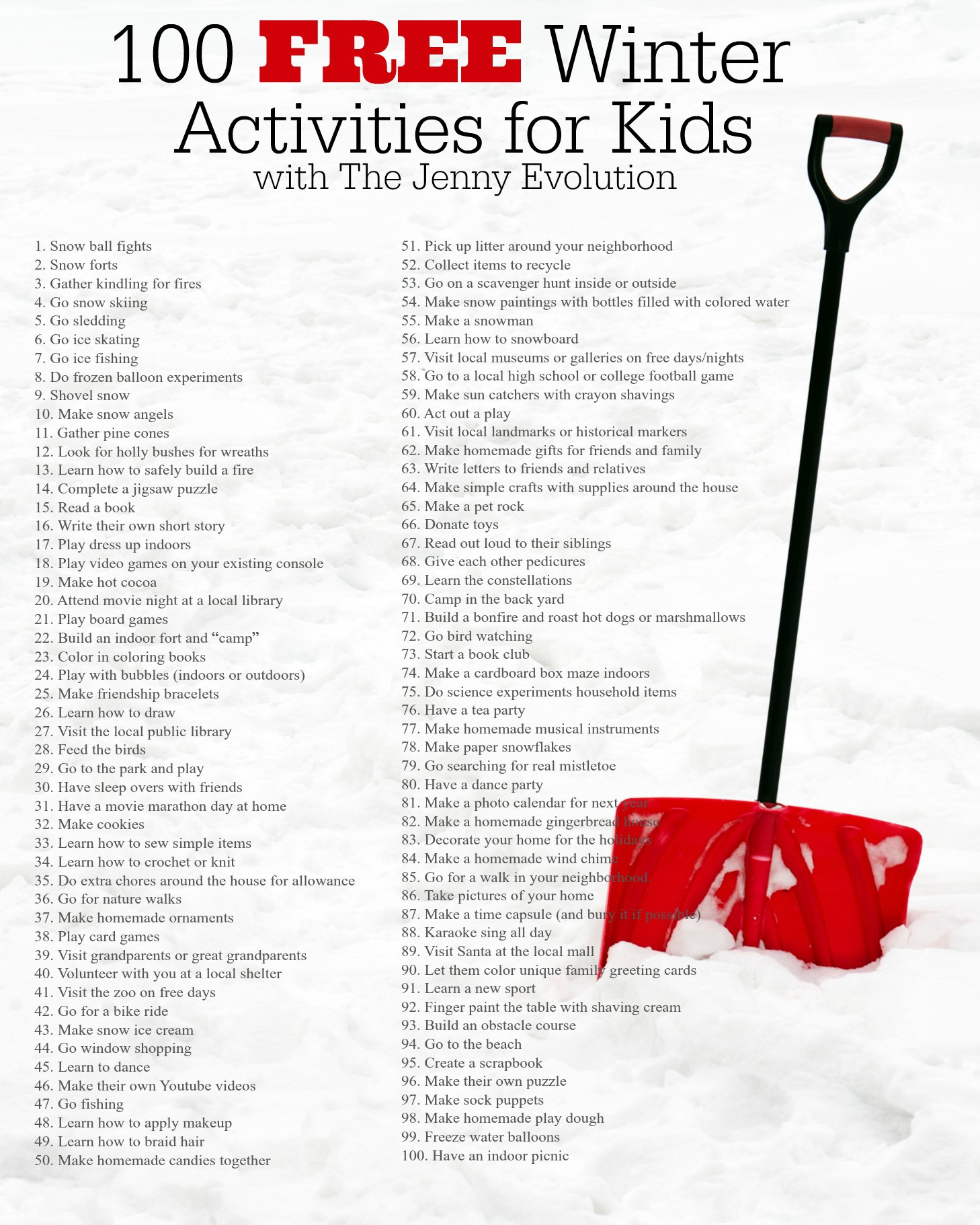Activities To Do In Winter
 100 Free Winter Activities for Kids