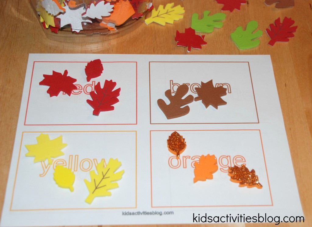 Autumn Activities For Toddlers
 Printable Color Activities and Sorting Activity with Fall