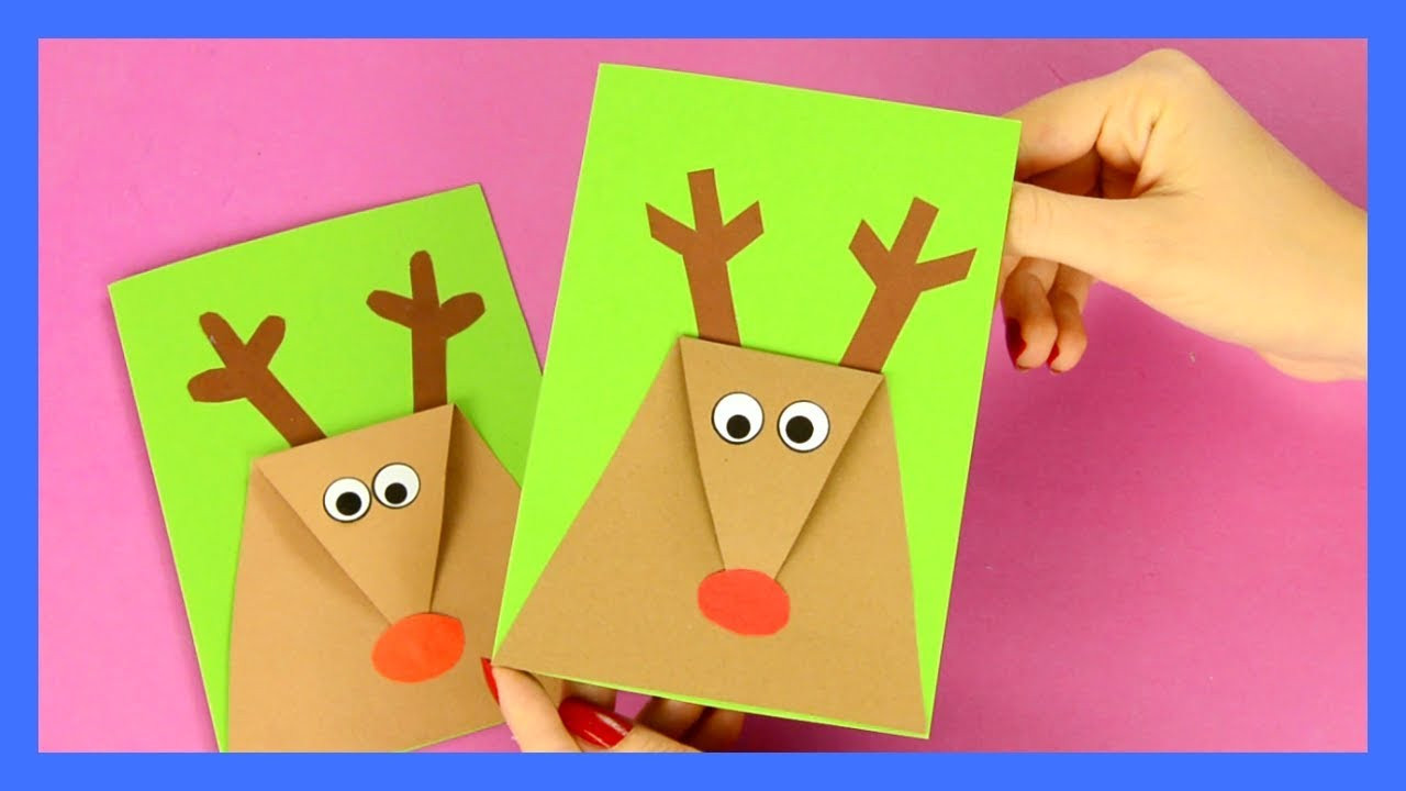 Christmas Card Crafts
 Reindeer Christmas Card simple Christmas craft for kids
