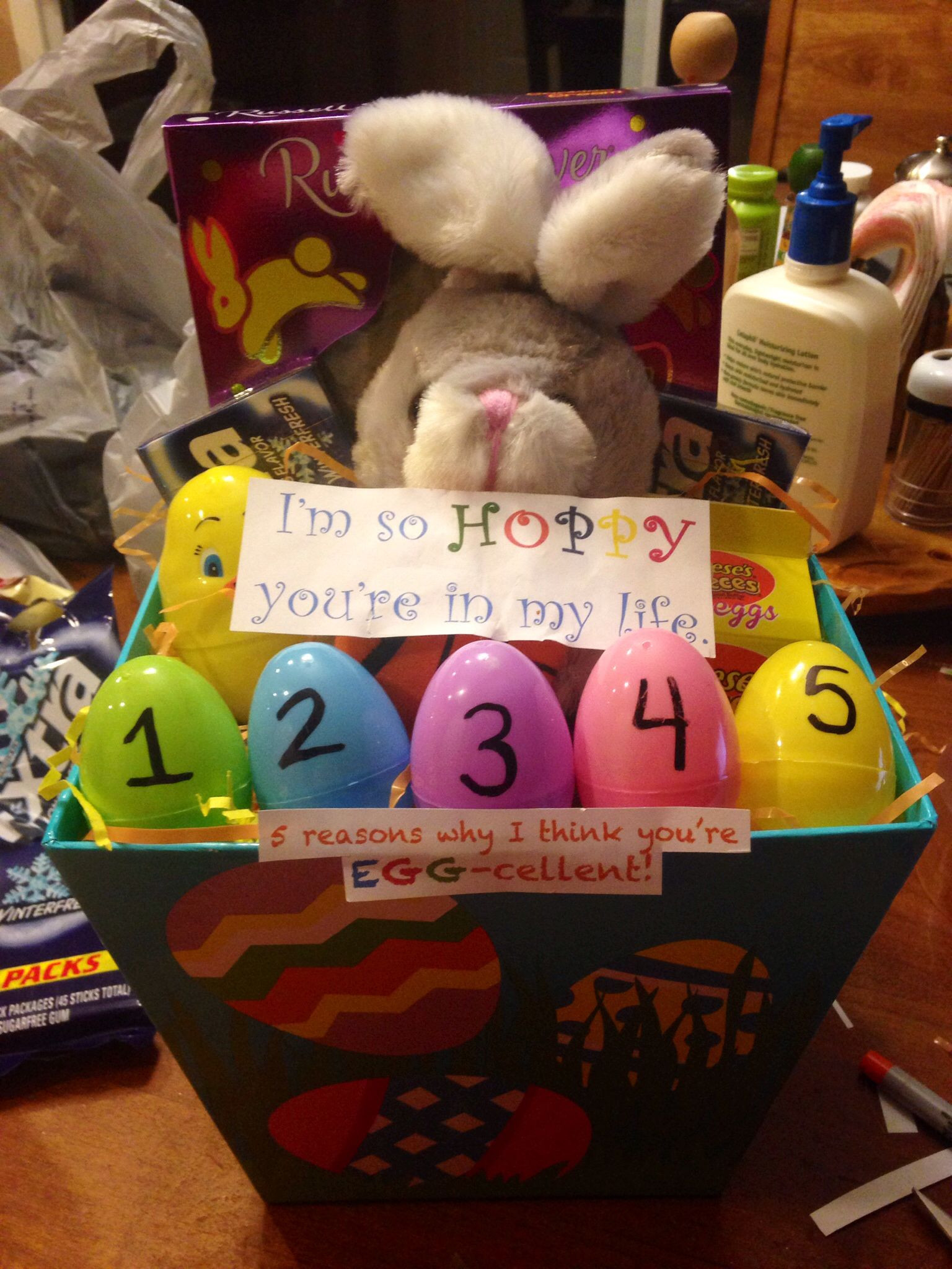 Cute Easter Basket Ideas For Boyfriend
 Easter Basket for girlfriend boyfriend "I m so HOPPY you