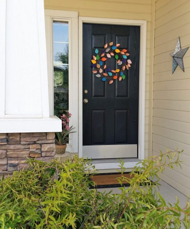 Diy Fall Wreaths Front Door
 DIY Faux Copper Paper and Felt Leaves Fall Wreath
