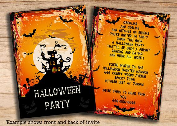 Diy Halloween Invitations
 Printable Halloween Party Invitations by MollySkyInvitations