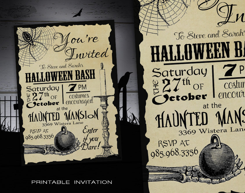 Diy Halloween Invitations
 Halloween Party Invitation Adult DIY Halloween Invitations
