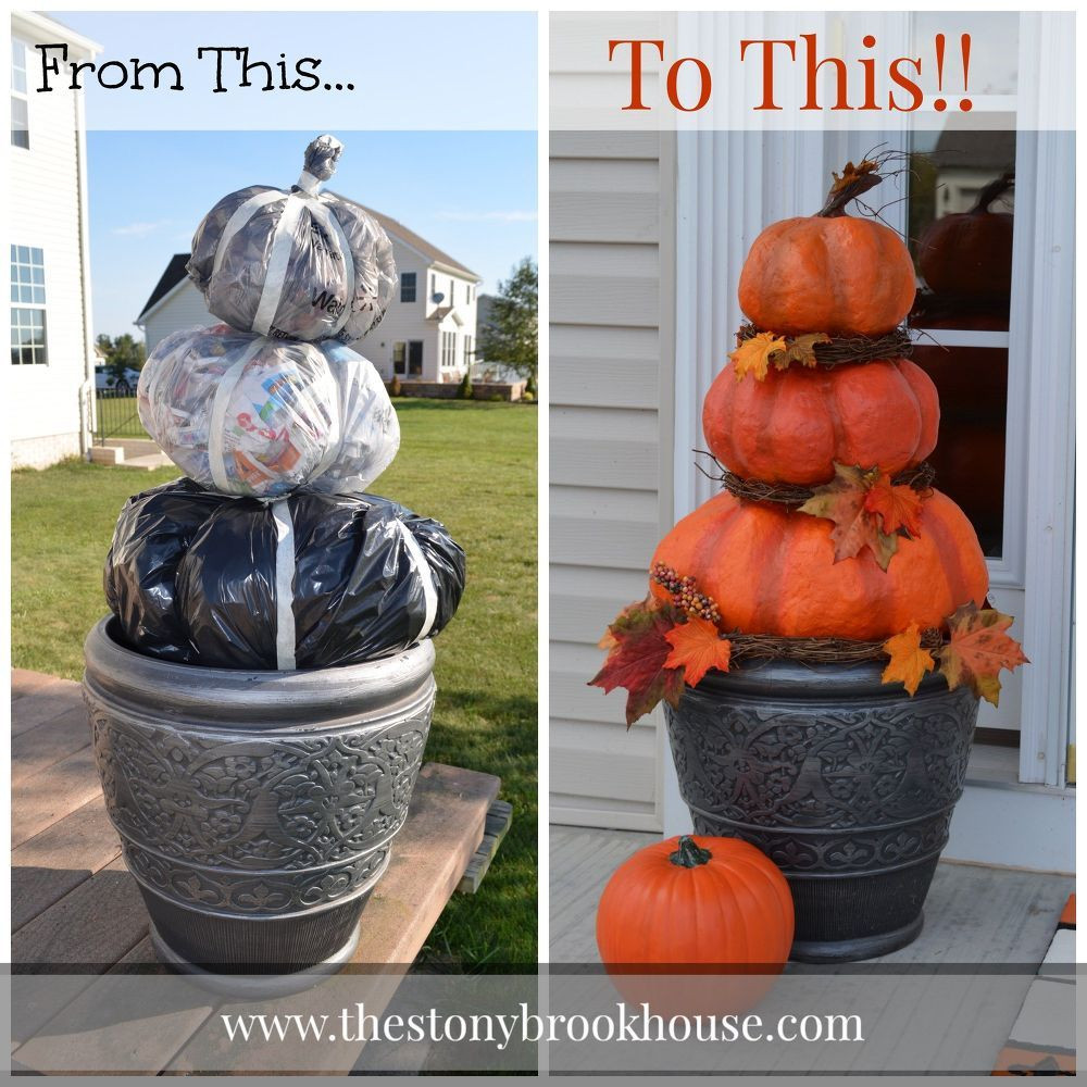 Diy Outdoor Fall Decorations
 Cheap Easy DIY Outdoor Pumpkins
