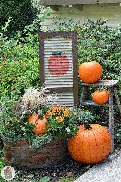 Diy Outdoor Fall Decorations
 Fall Outdoor Decorating DIY Painted Shutter Hoosier