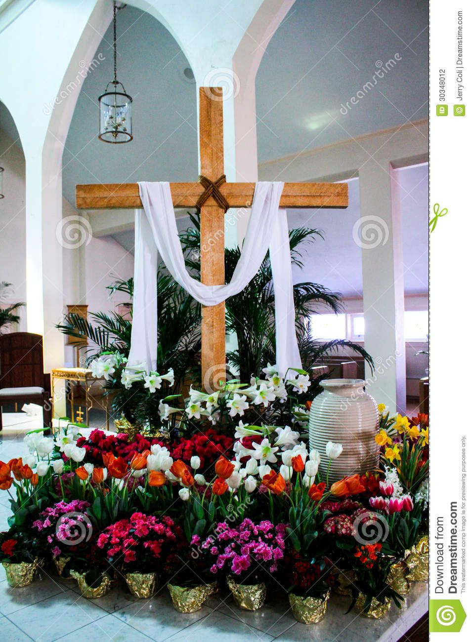 Easter Church Ideas
 decorating church with potted easter plants