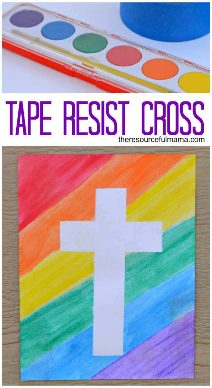 Easter Religious Crafts
 Tape Resist Easter Cross Craft