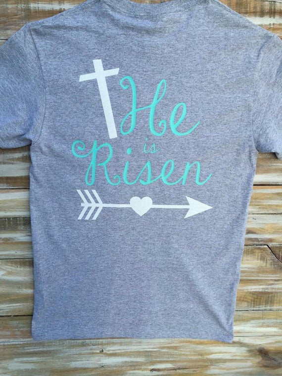 Easter Shirt Ideas
 He is Risen Religious Easter Glitter Custom Monogram Shirt