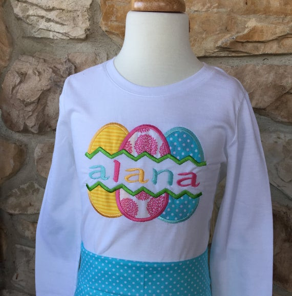 Easter Shirt Ideas
 Personalized Girls Easter Egg Shirt or Outfit Made to Order