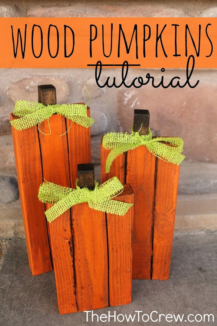 Fall Halloween Craft Ideas
 DIY Wood Pumpkin Tutorial from A quick easy project and