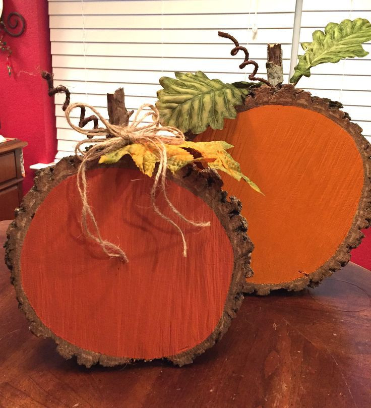 Fall Halloween Craft Ideas
 Painted Wood Slice Pumpkins