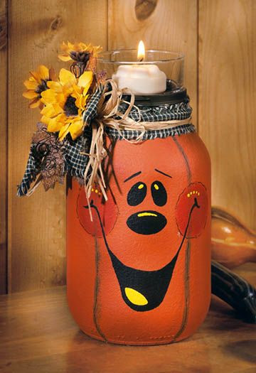 Fall Halloween Craft Ideas
 Jack O Lantern Candle Jar