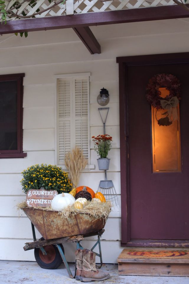 Fall Wheelbarrow Decor
 Fall porch Decorate your front porch for Fall