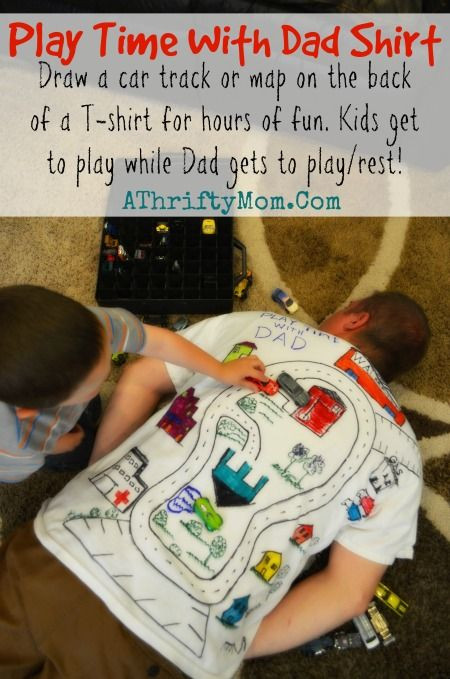 Fathers Day Gag Gifts
 Play Time with Dad shirt Car track on the back of a t