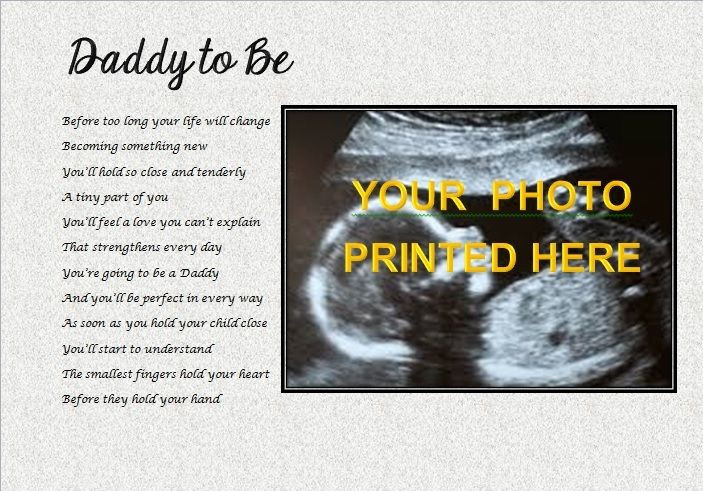 Fathers Day Gift For Dad To Be
 DADDY TO BE Personalised PHOTO Poem Laminated Gift