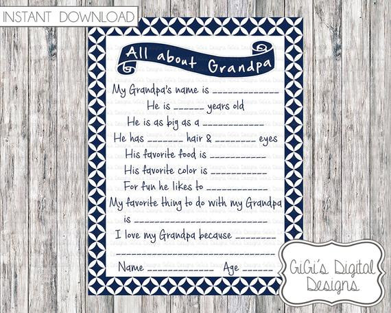 Fathers Day Ideas For Grandpa
 All about Grandpa Father s Day Questionnaire All About
