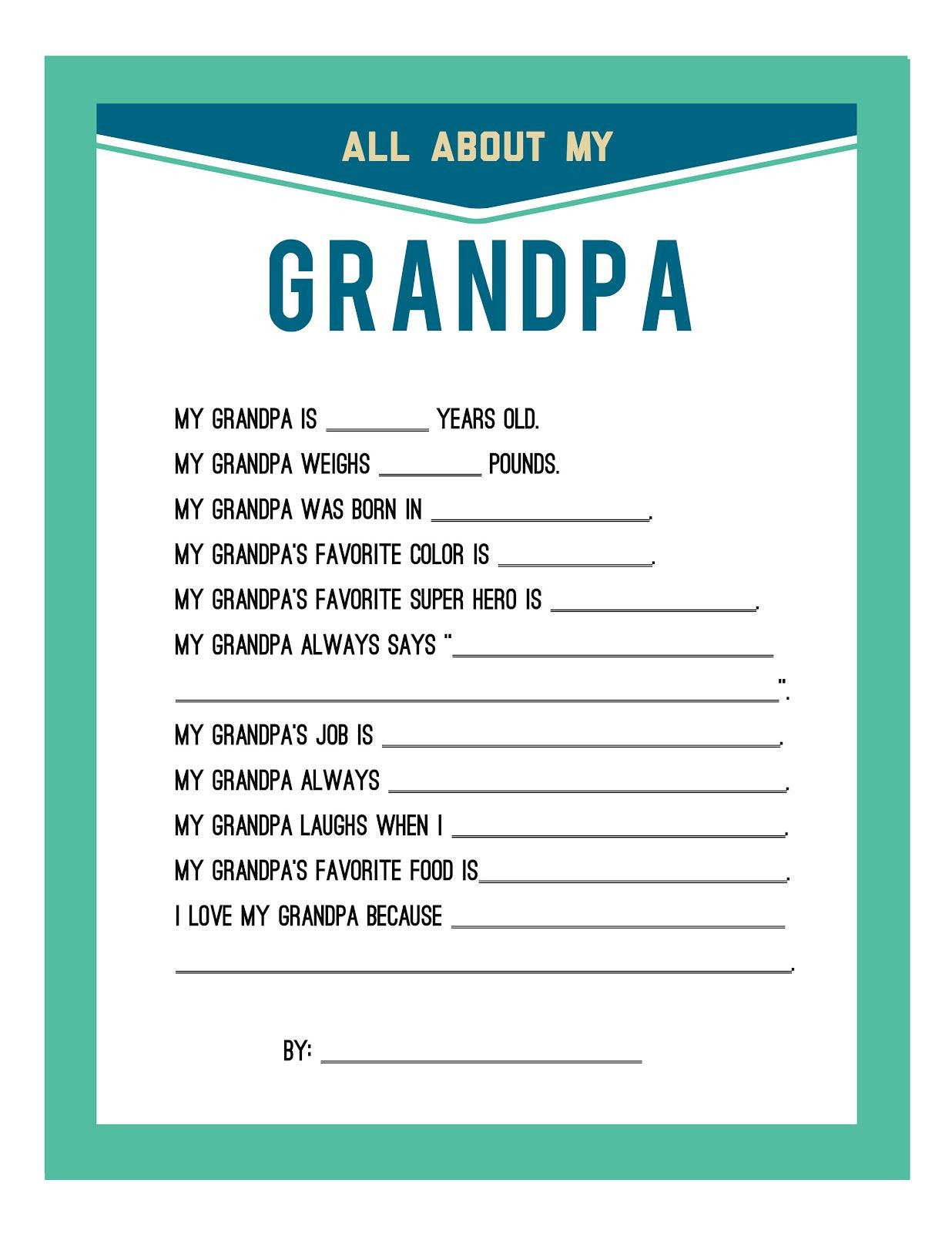 Fathers Day Ideas For Grandpa
 Fathers Day Printable