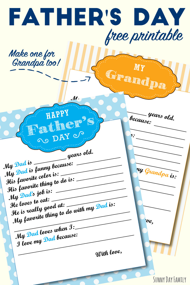 Fathers Day Ideas For Grandpa
 Free Printable Fathers Day Gift for Dad & Grandpa