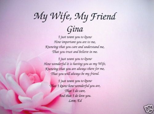 Good Mothers Day Gifts For Wife
 PERSONALIZED POEM TO WIFE BIRTHDAY MOTHERS DAY CHRISTMAS