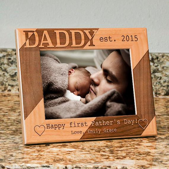 Happy Fathers Day Gift
 Personalized Dad Picture Frame Happy First Fathers Day