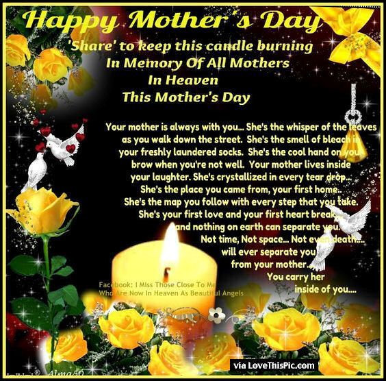 Happy Mothers Day In Heaven Quotes
 Keep This Candle Burning For The Mothers In Heaven
