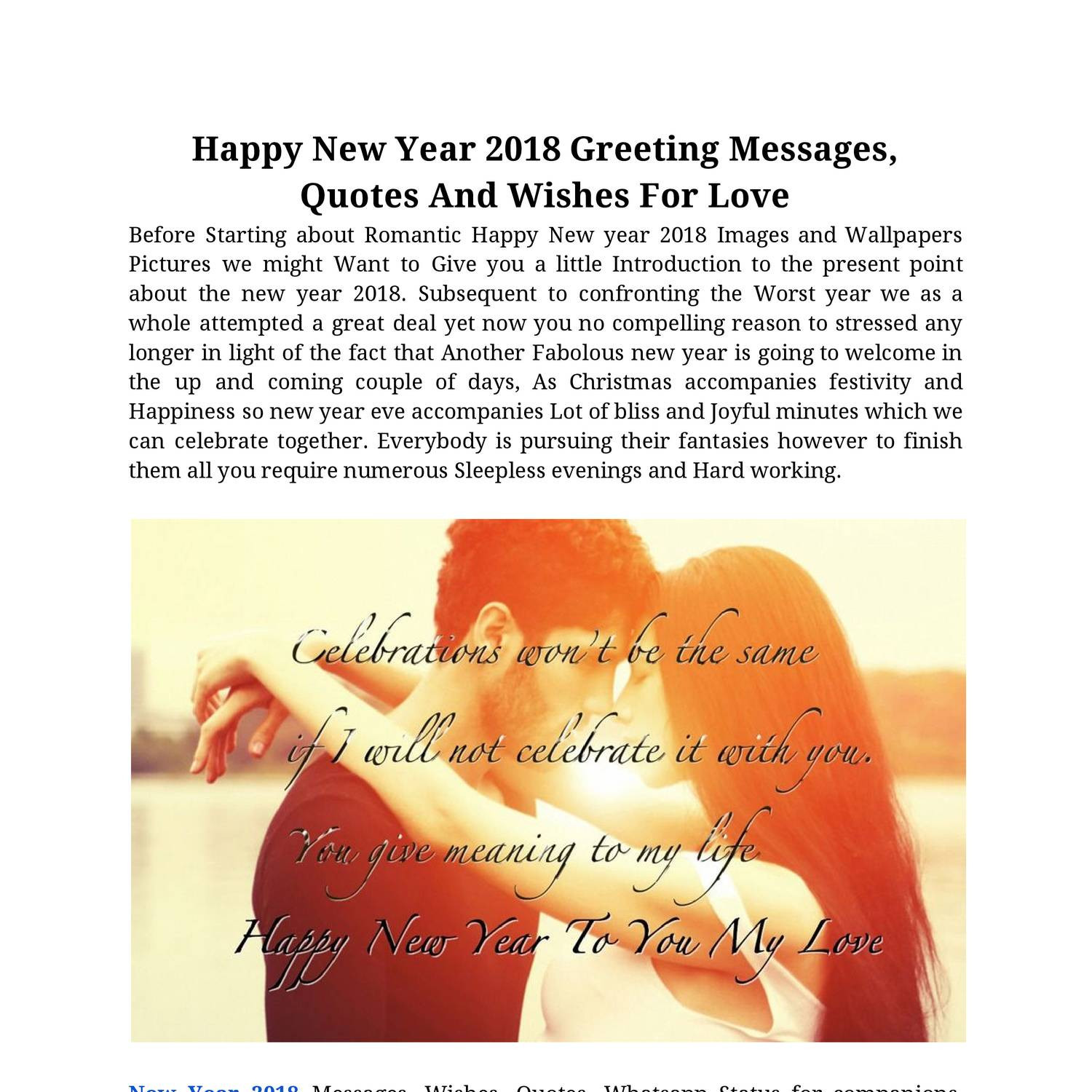 Happy New Year My Love Quotes
 Happy New Year 2018 Greeting Messages Quotes And Wishes
