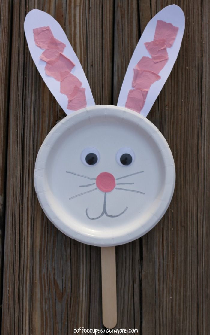 Kindergarten Easter Crafts
 Bunny Paper Plate Puppet Craft Easter
