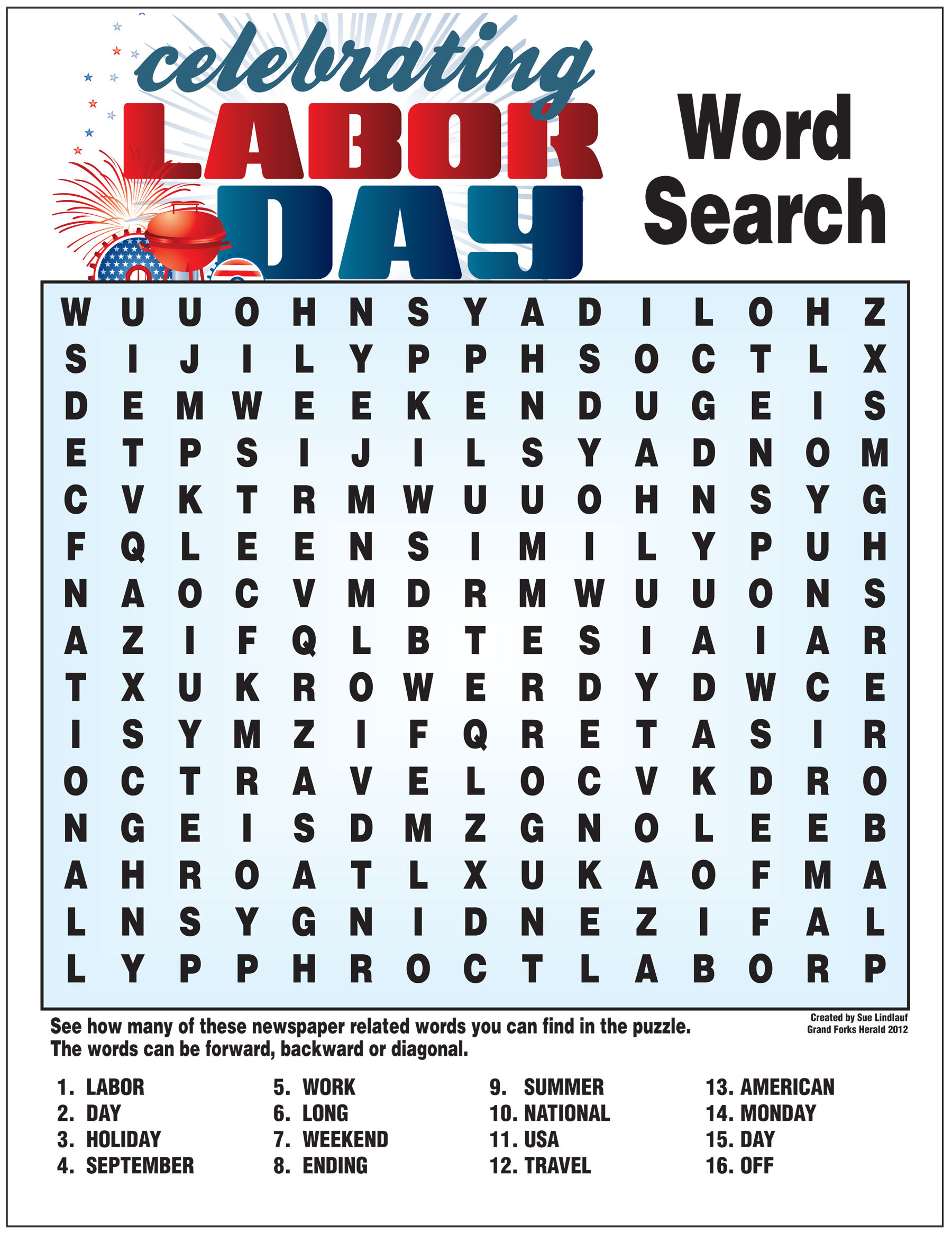 Labor Day Activities For Kids
 word search