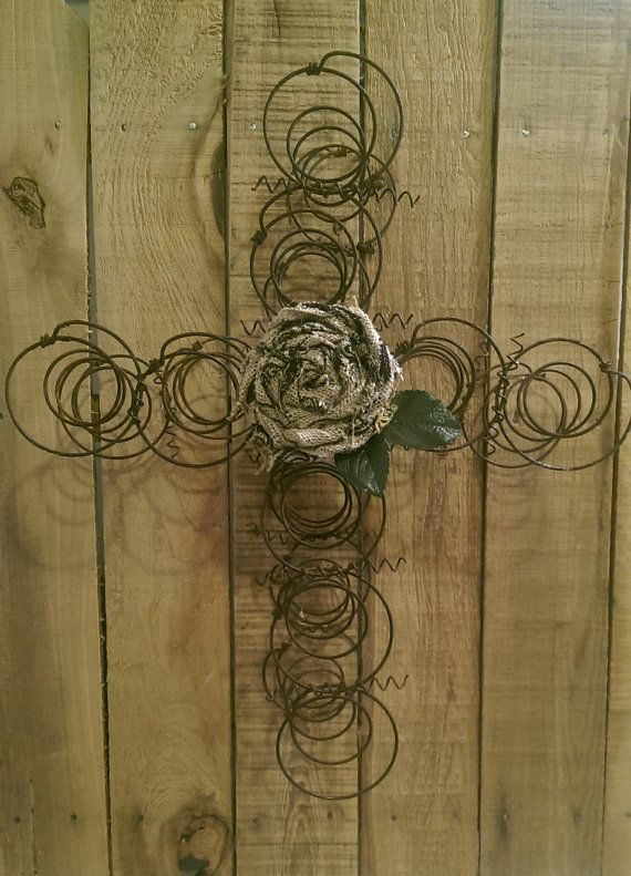 Metal Spring Ideas Bed Spring Cross Re Purposed Shabby Cottage Rustic Metal