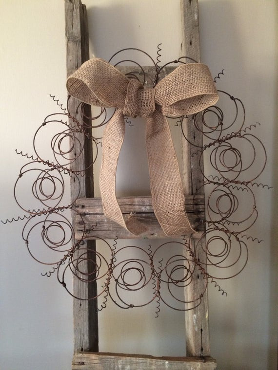 Metal Spring Ideas Rusty Metal Bed Spring Wreath and a Burlap Bow Recycled and