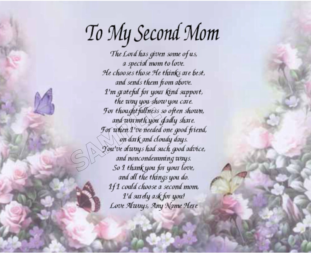 Mother's Day Blessings Quotes
 TO MY SECOND MOM PERSONALIZED ART POEM MEMORY BIRTHDAY