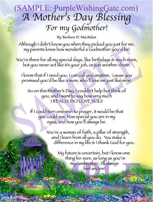 Mothers Day Gifts For Godmothers
 A Mother s Day Blessing for Godmother