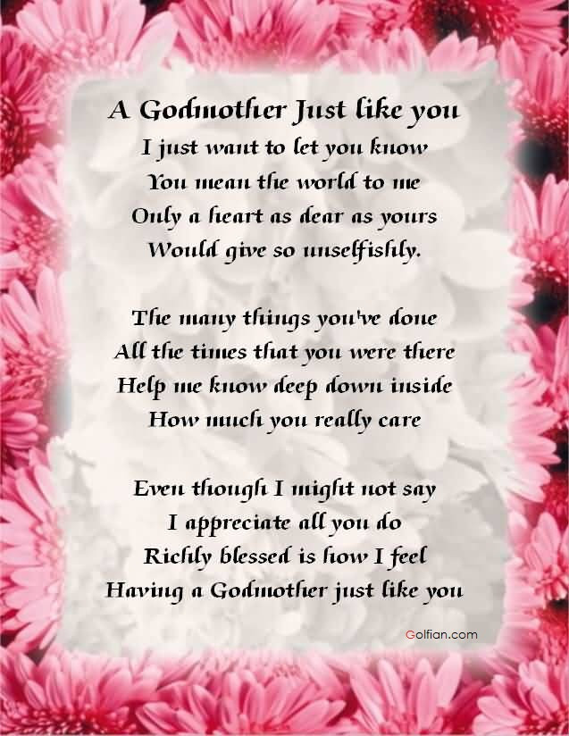 Mothers Day Gifts For Godmothers
 Godparent Poems