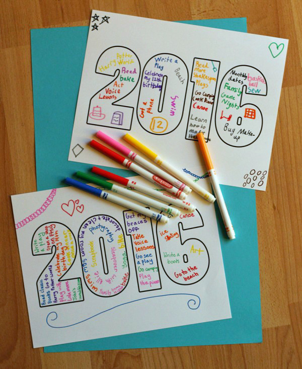 New Year Crafts For Toddlers
 2016 Word Art Printable for Kids