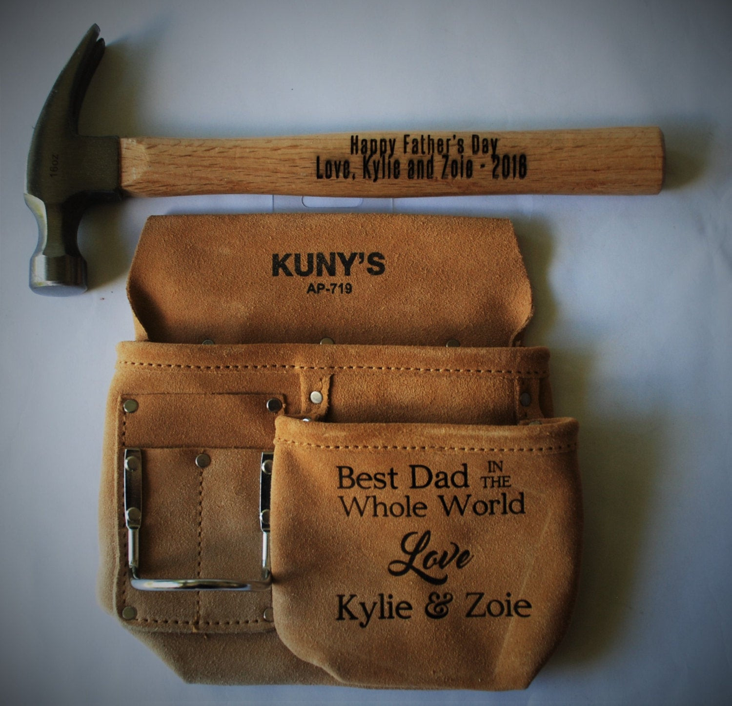 Personalized Fathers Day Gift
 Father s day t custom engraved tool belt and hammer