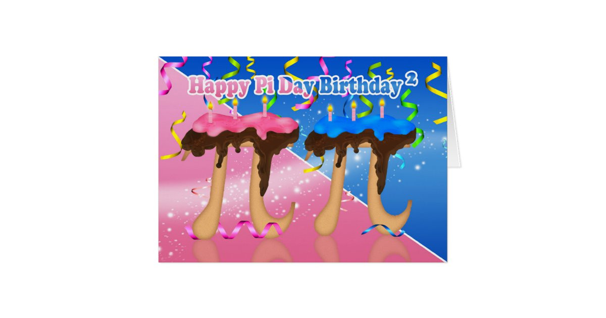 Pi Day Party Activities
 Twins Birthday Cake Pi Day 3 14 March 14th Card