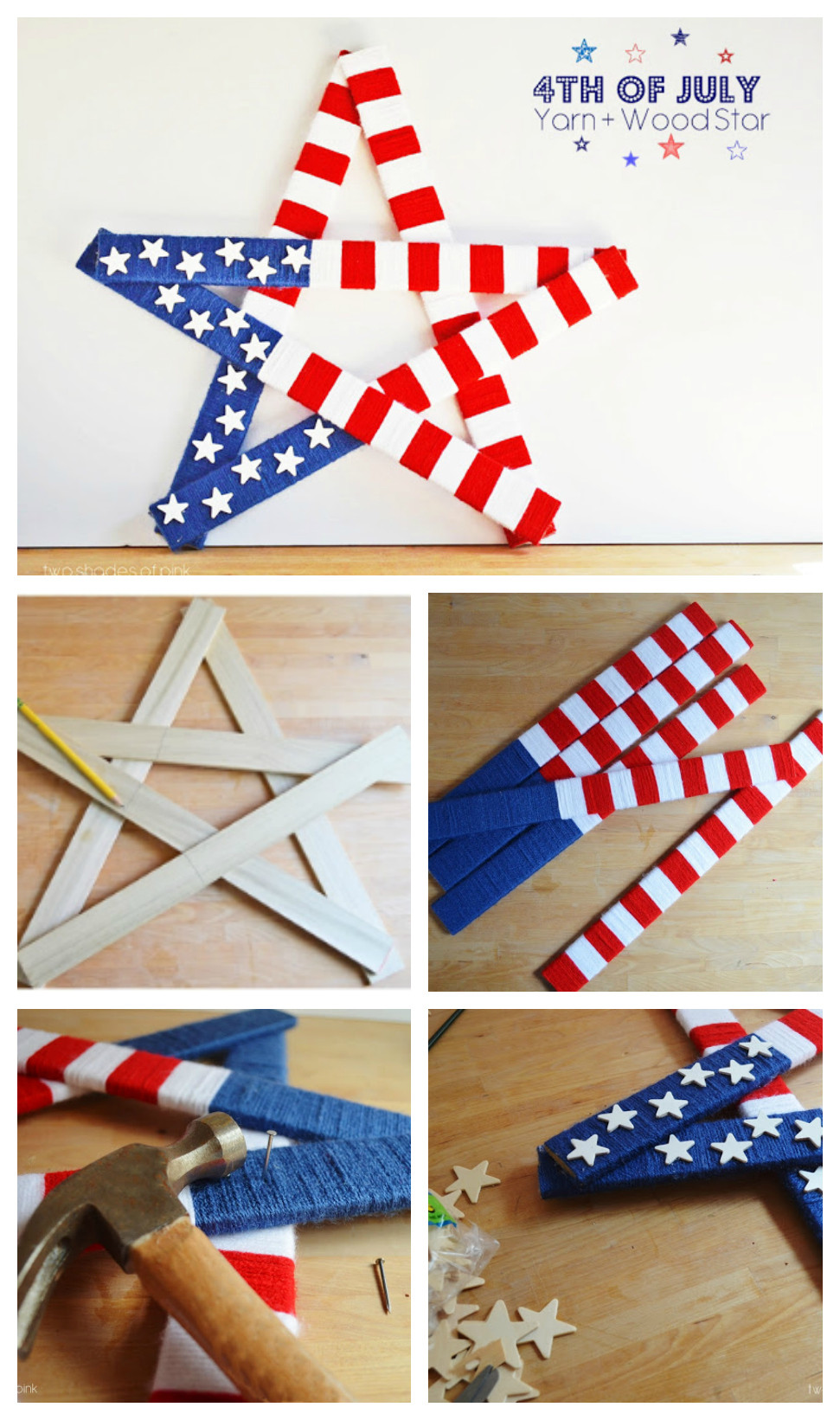 Pinterest 4th Of July Crafts
 4th of July Yarn and Wood Star Eighteen25