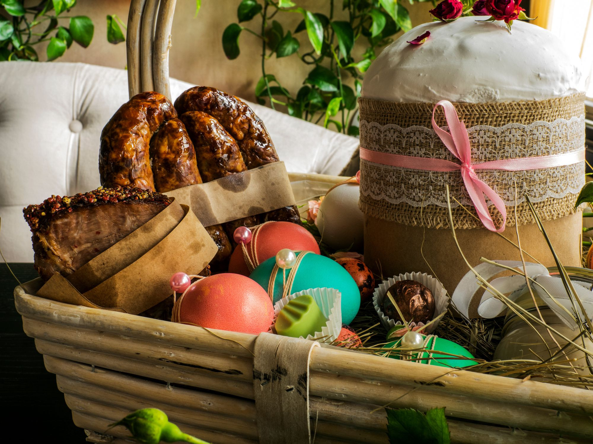 Russian Easter Food
 Traditional Slovak Ukrainian Russian Easter Basket Food