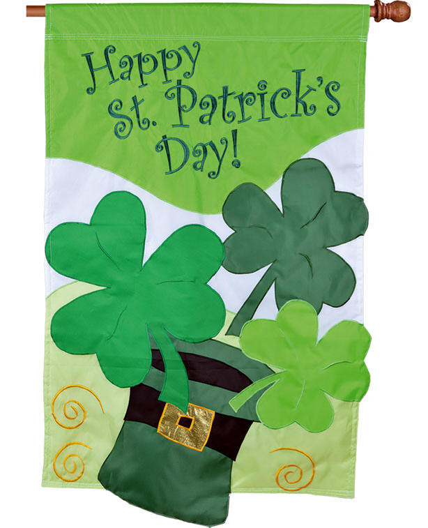 St. Patrick's Day Quotes
 Happy St Patrick s Day Applique House Flag w Shamrocks in