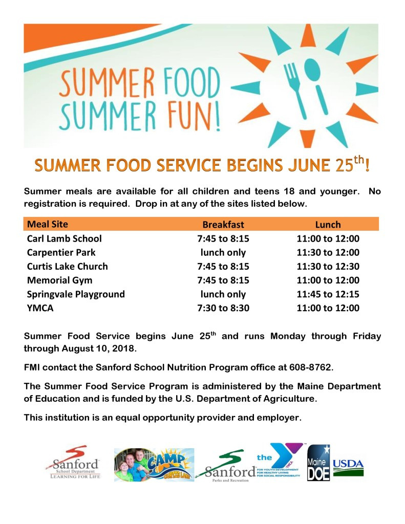 Summer Food Service Program 2020
 Summer Fun Summer Food