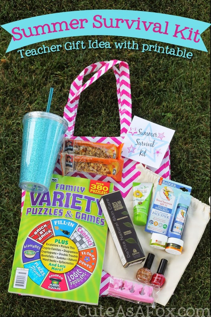 Summer Teacher Gifts
 Summer Survival Kit – Teacher t with printable