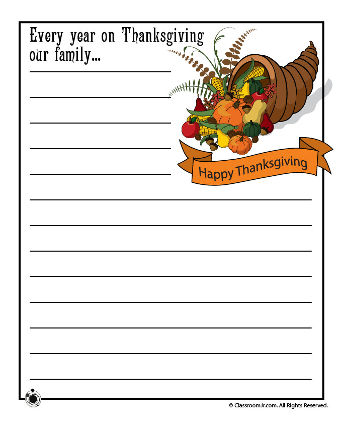 Thanksgiving Story Ideas
 Printable Thanksgiving Day Writing Prompts