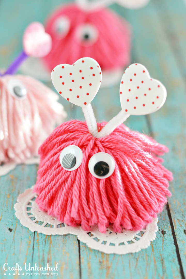 Valentines Day Craft Ideas
 Valentine Craft Pom Pom Monsters Tutorial