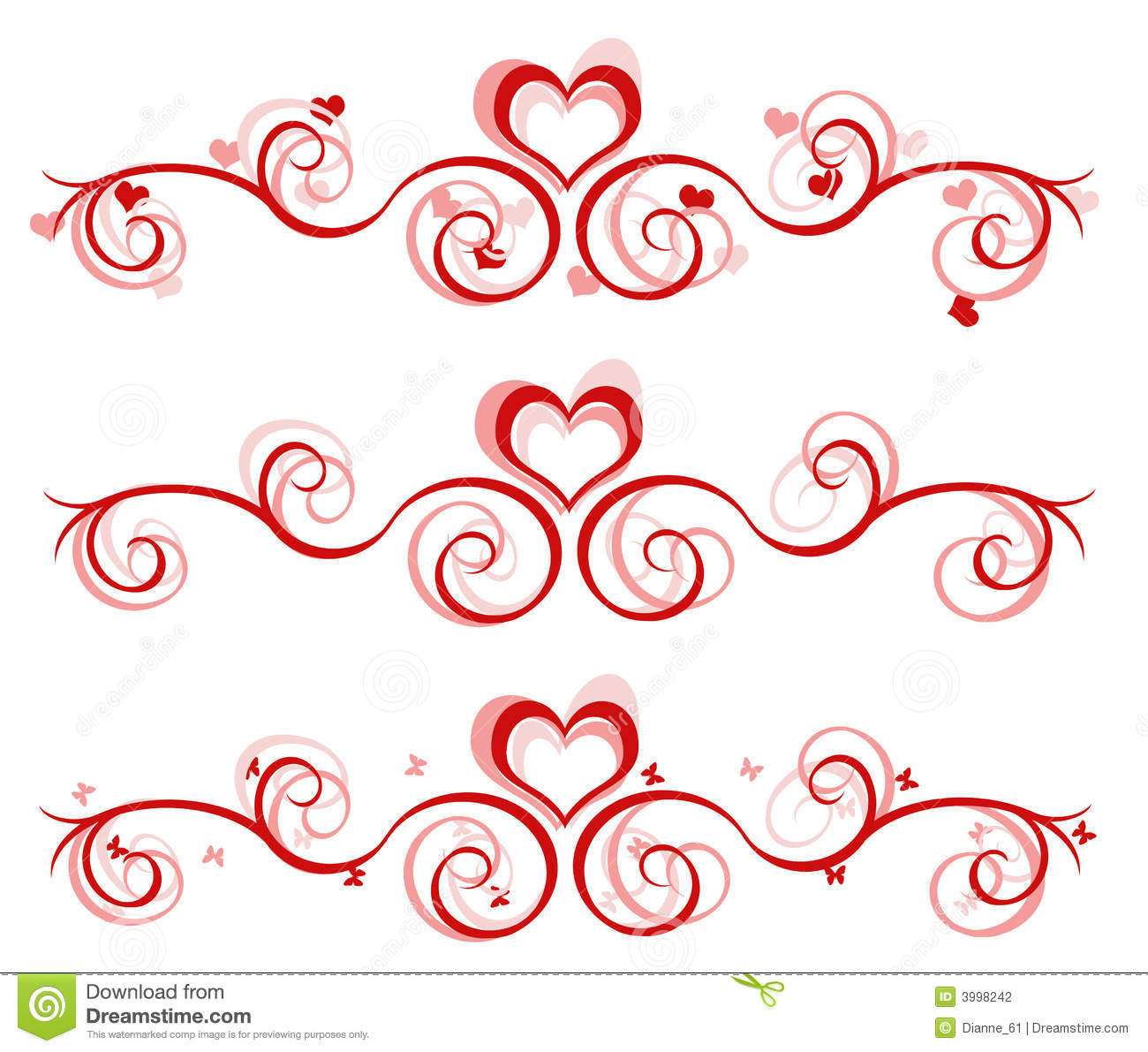 Valentines Day Design
 Valentine Banner 3 Designs Stock Illustration
