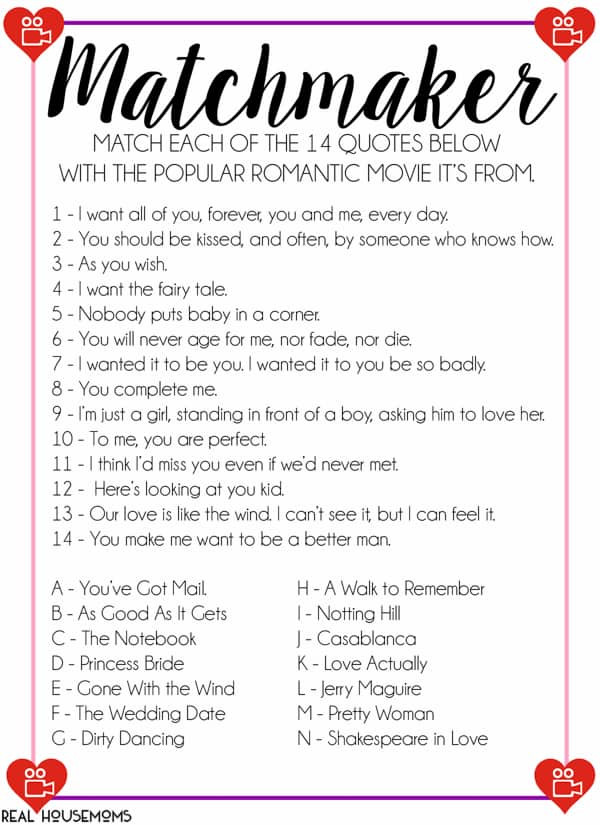 Valentines Day Party Games For Adults
 Free Printable Matchmaker Valentine s Day Game ⋆ Real
