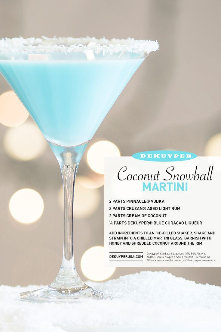 Winter Cocktails Recipe
 The Coconut Snowball Martini 2 parts vodka 2 parts light