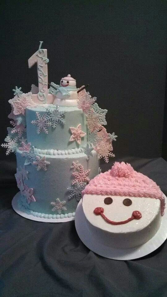 Winter Onederland Cake Ideas
 Winter ONEderland cake and snow girl smash cake Created